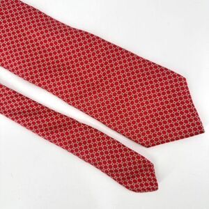 Peter Millar Men's Silk Geometric Circle Print Made In USA Neck Tie Red White
